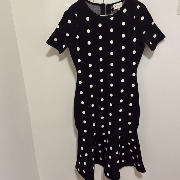Milly NWOT Woman’s Polka Dot Knit Mermaid Dress in Black & White. Size medium. - Picture 2 of 9